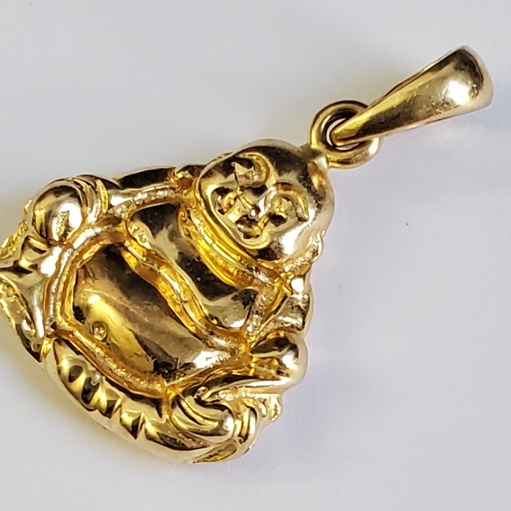 Rare Signed 14K Solid Gold Buddha Pendant